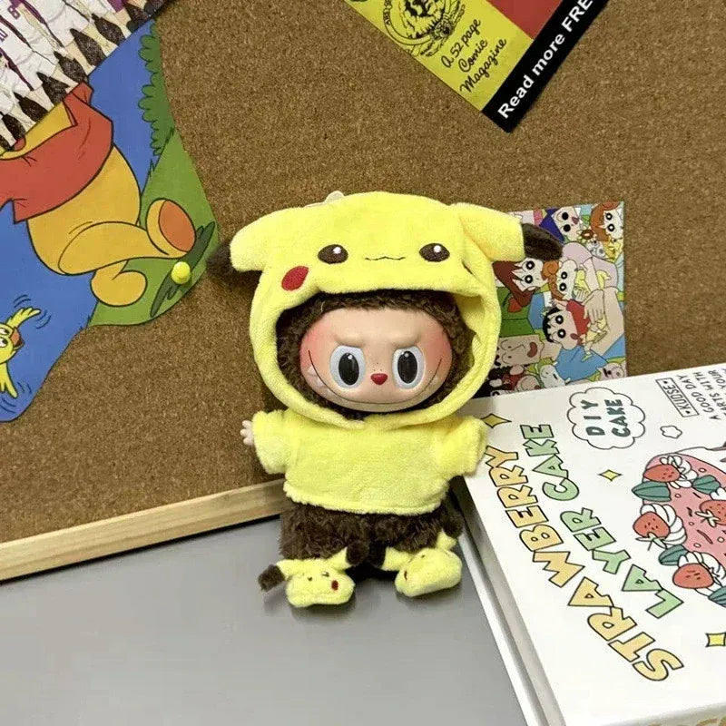 15 17cm For Labubu Doll Cartoon Cute Pikachu Plush Outfit Clothes Shoes Set