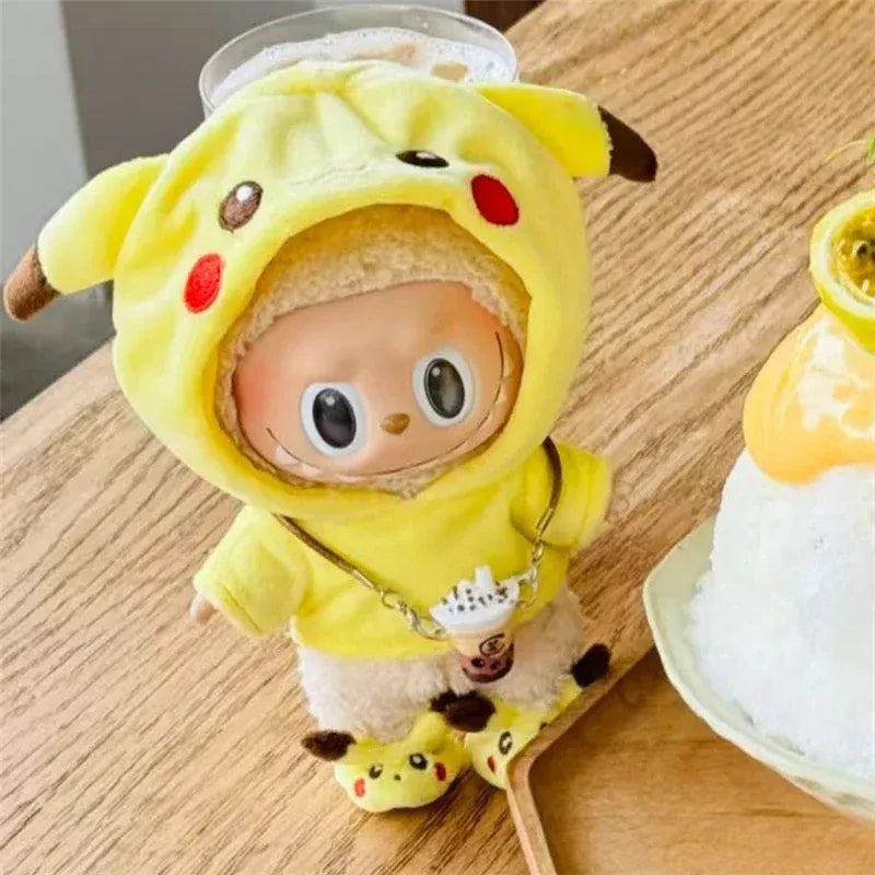 15 17cm For Labubu Doll Cartoon Cute Pikachu Plush Outfit Clothes Shoes Set