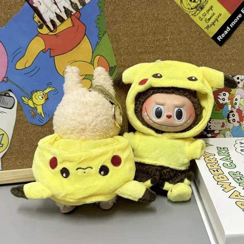 15 17cm For Labubu Doll Cartoon Cute Pikachu Plush Outfit Clothes Shoes Set