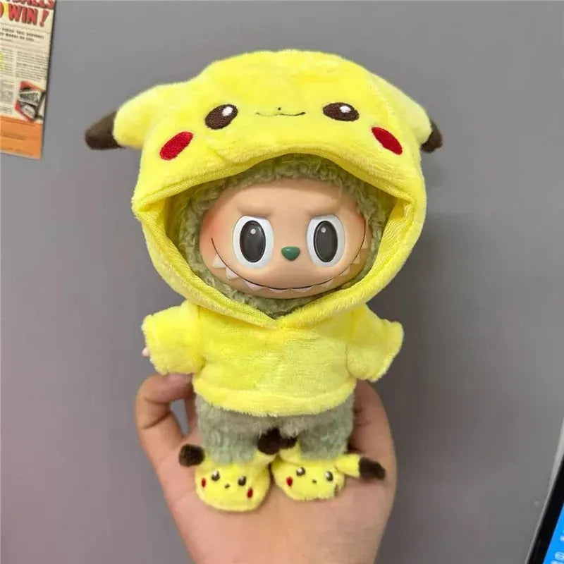 15 17cm For Labubu Doll Cartoon Cute Pikachu Plush Outfit Clothes Shoes Set