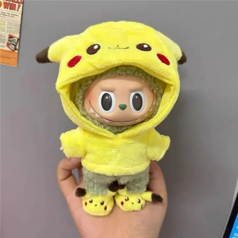 15 17cm For Labubu Doll Cartoon Cute Pikachu Plush Outfit Clothes Shoes Set
