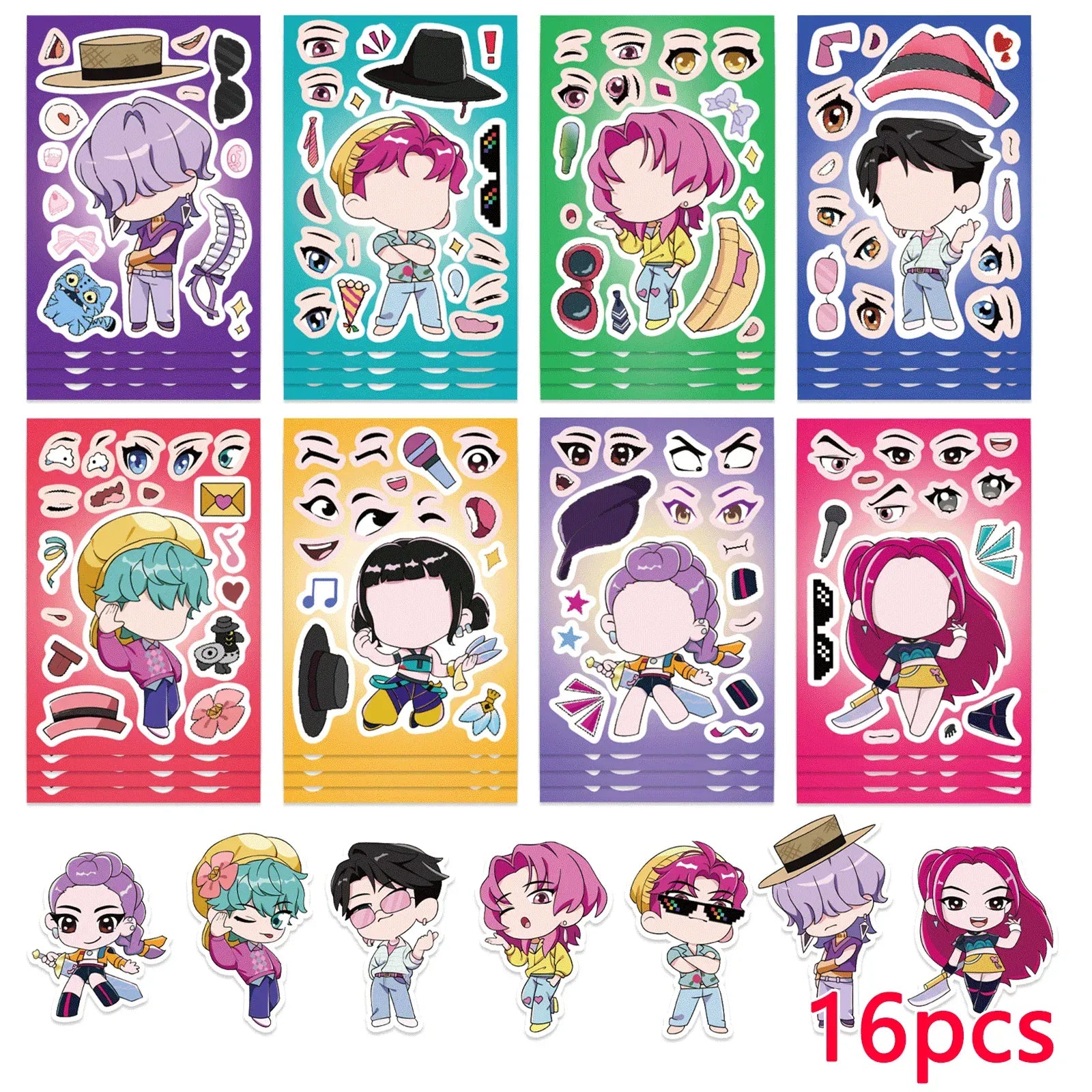 6/24pcs KPop Demon Hunters Cartoon Puzzle DIY Stickers Anime Graffiti Decals Waterproof Decals for Phone Laptop Luggage