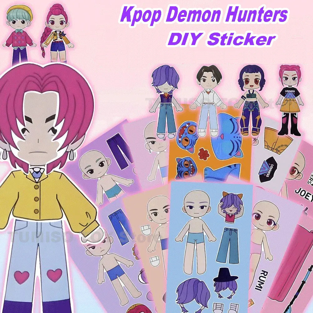 6/24pcs KPop Demon Hunters Cartoon Puzzle DIY Stickers Anime Graffiti Decals Waterproof Decals for Phone Laptop Luggage