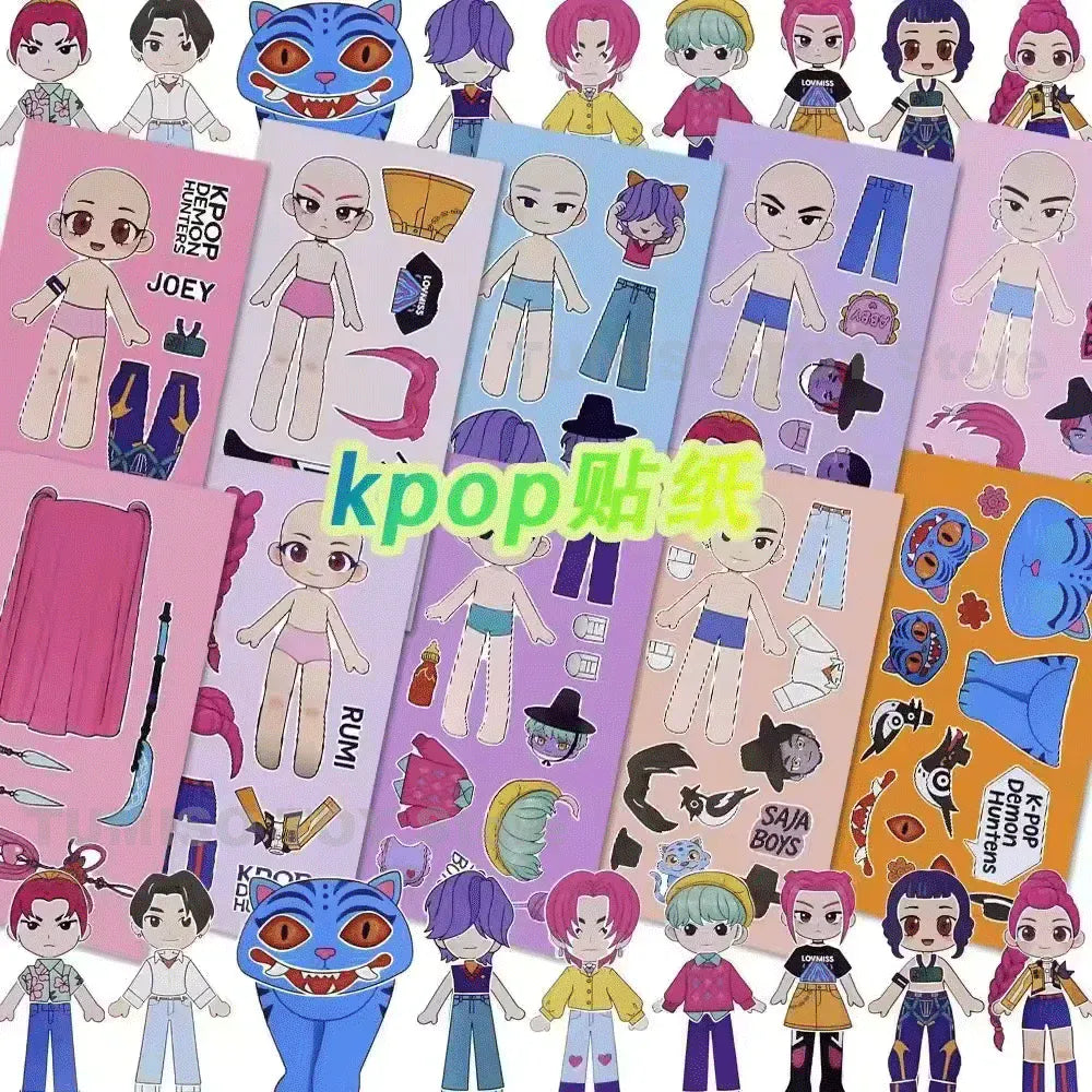 6/24pcs KPop Demon Hunters Cartoon Puzzle DIY Stickers Anime Graffiti Decals Waterproof Decals for Phone Laptop Luggage