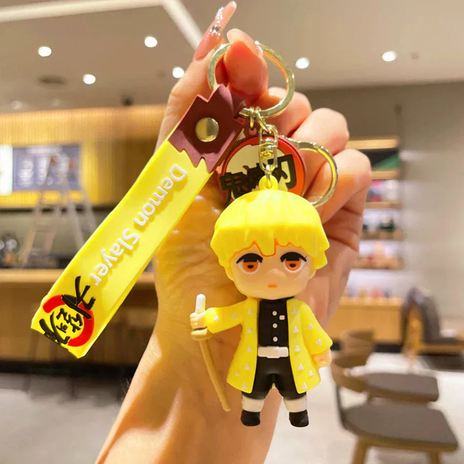 1PCS/6PCS Demon Slayer Cartoon Doll PVC Car Keychain Cute Anime Silicone Keyring Backpack Creative Couple Pendant Children's Gift