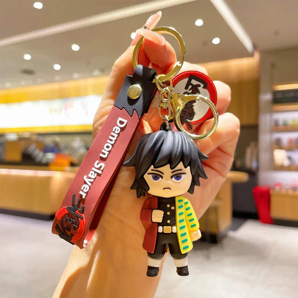 1PCS/6PCS Demon Slayer Cartoon Doll PVC Car Keychain Cute Anime Silicone Keyring Backpack Creative Couple Pendant Children's Gift