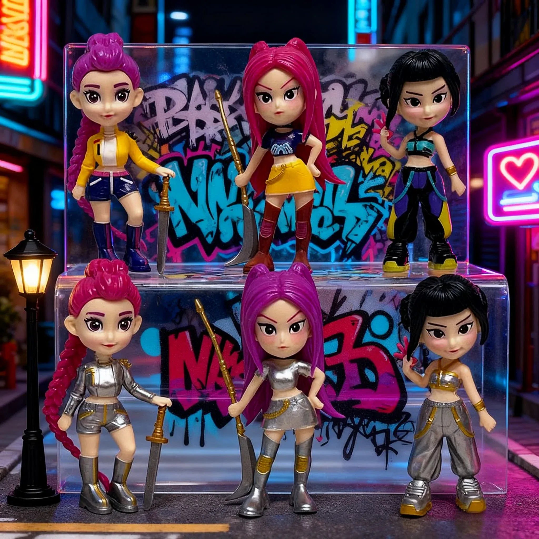 6PCS K-Pop Demon Hunters Anime Figurines Mini Desktop Decoration Collectible Gift