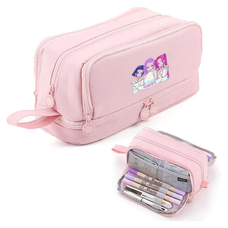 Kpop Demon Hunters High-capacity Pencil Bag Cartoon Music Girl Pencilcase Rumi Mira Zoey Student Pen Case Kid School Stationery