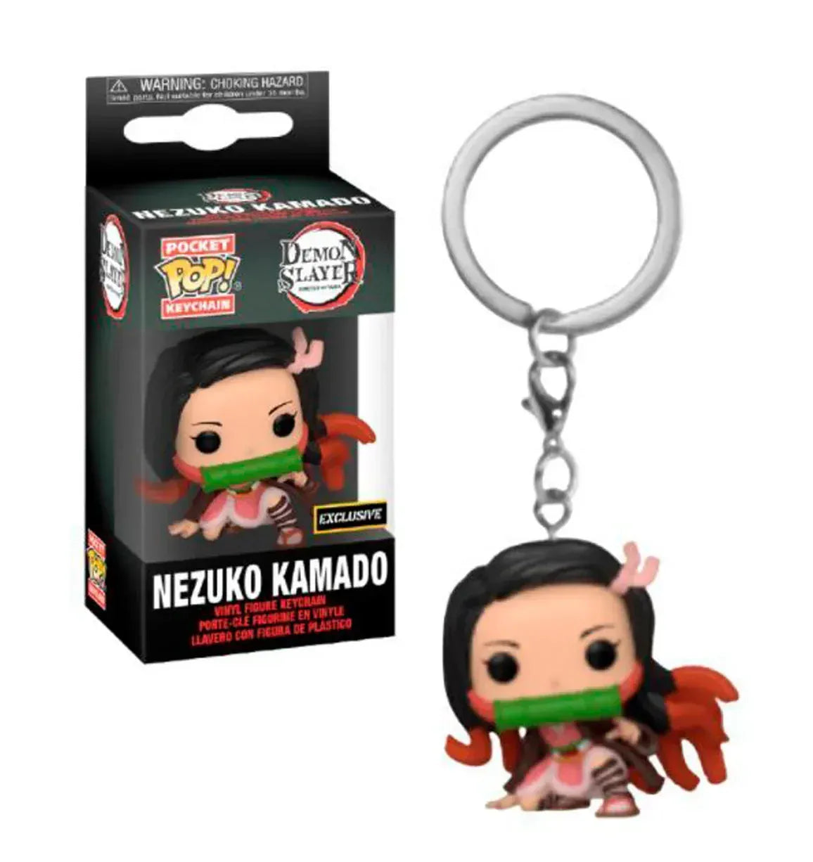 FUNKO POP Demon Slayer NEZUKO KAMADO KEYCHAIN TOY 4cm Pocket Pop Keychain Vinyl Keyring Exclussive Collection Model Doll Toy