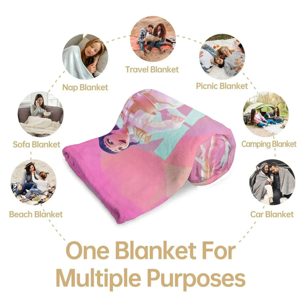 K-Pop Demon Hunter Theme Blanket, Soft Cozy Flannel Cover Blanket, Fan Gift Blanket, Multi-Purpose Blanket for Home and Leisure