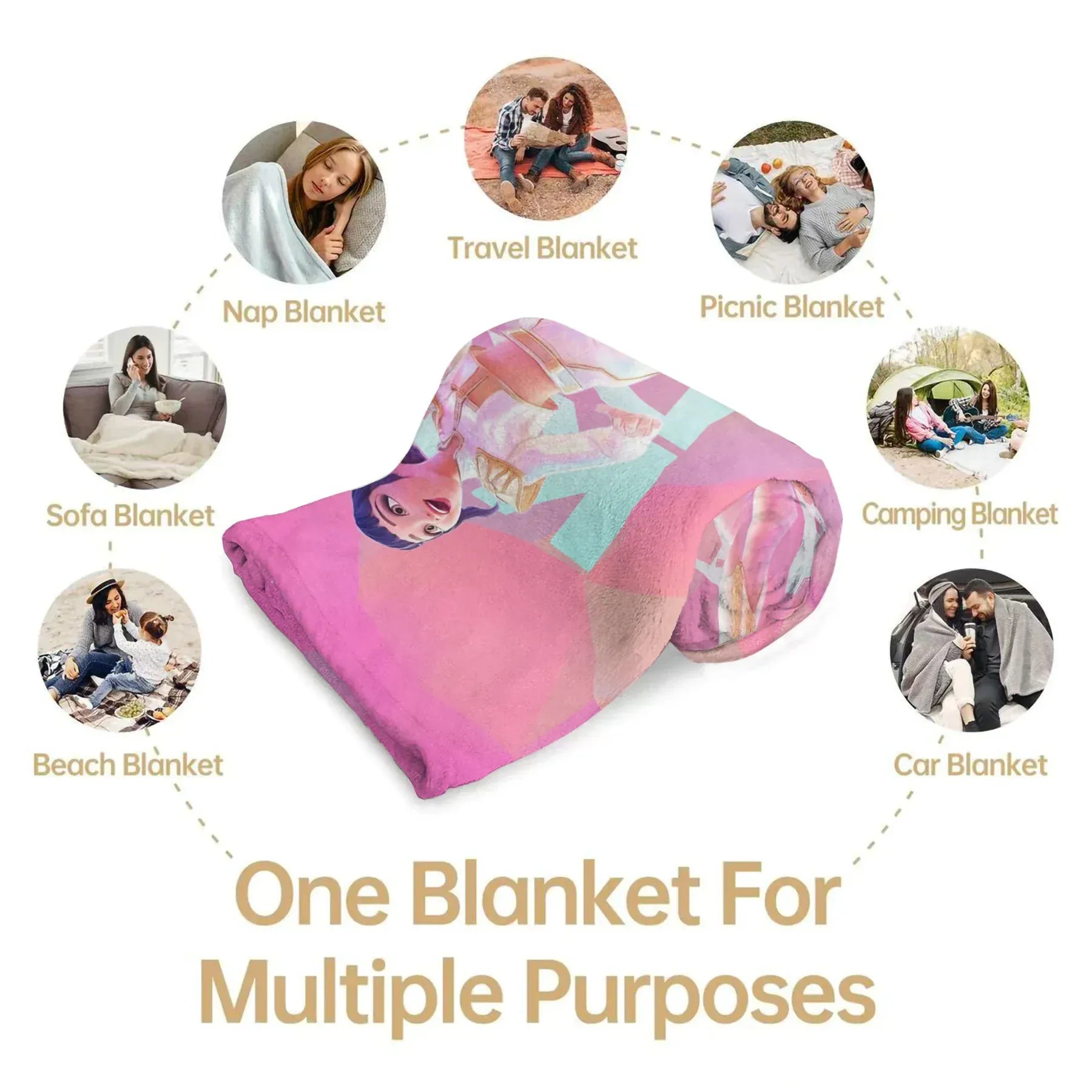 K-Pop Demon Hunter Theme Blanket, Soft Cozy Flannel Cover Blanket, Fan Gift Blanket, Multi-Purpose Blanket for Home and Leisure