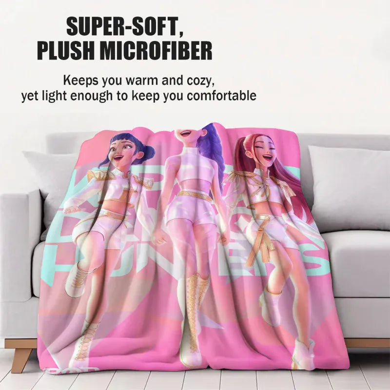 K-Pop Demon Hunter Theme Blanket, Soft Cozy Flannel Cover Blanket, Fan Gift Blanket, Multi-Purpose Blanket for Home and Leisure