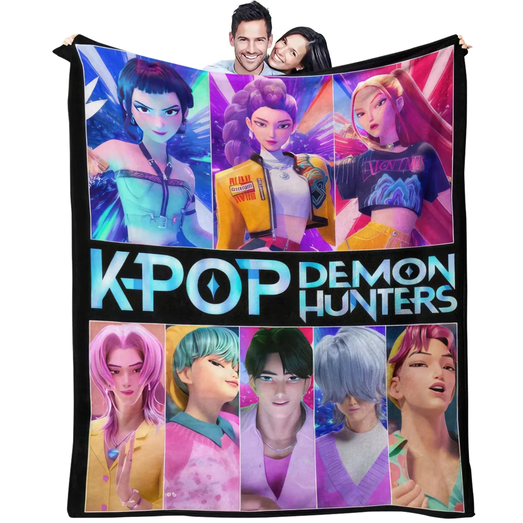 K-Pop Demon Hunter Theme Blanket, Soft Cozy Flannel Cover Blanket, Fan Gift Blanket, Multi-Purpose Blanket for Home and Leisure