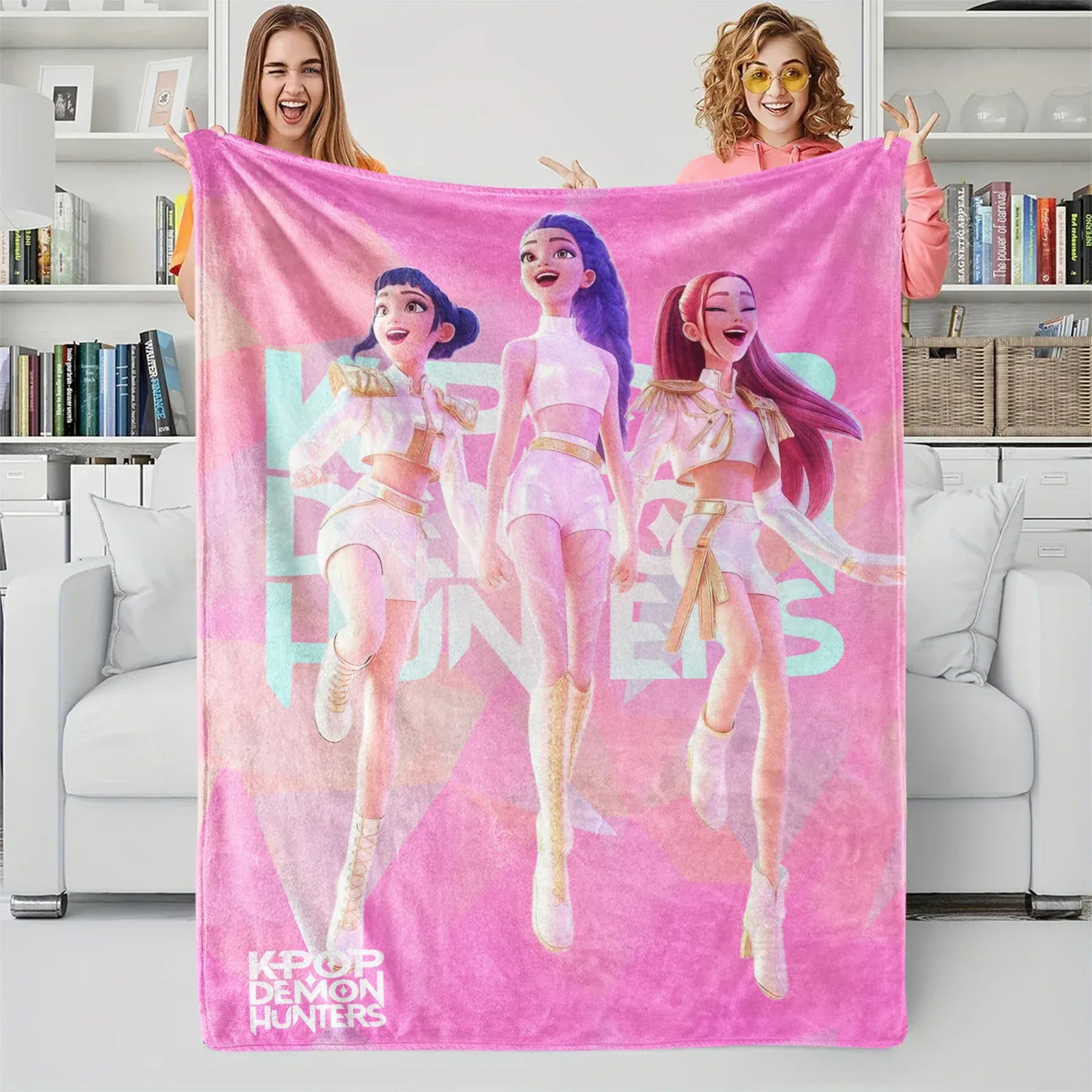 K-Pop Demon Hunter Theme Blanket, Soft Cozy Flannel Cover Blanket, Fan Gift Blanket, Multi-Purpose Blanket for Home and Leisure