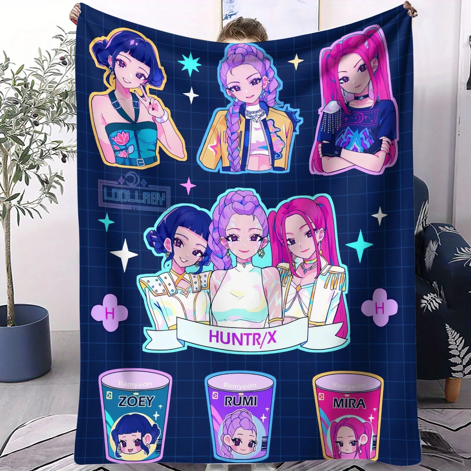 K Pop Demon Hunters Blanket Flannel Blanket Hot Anime Fan Gift for Home Sofa Cover Camping Travel Multifunctional Winter Blanket