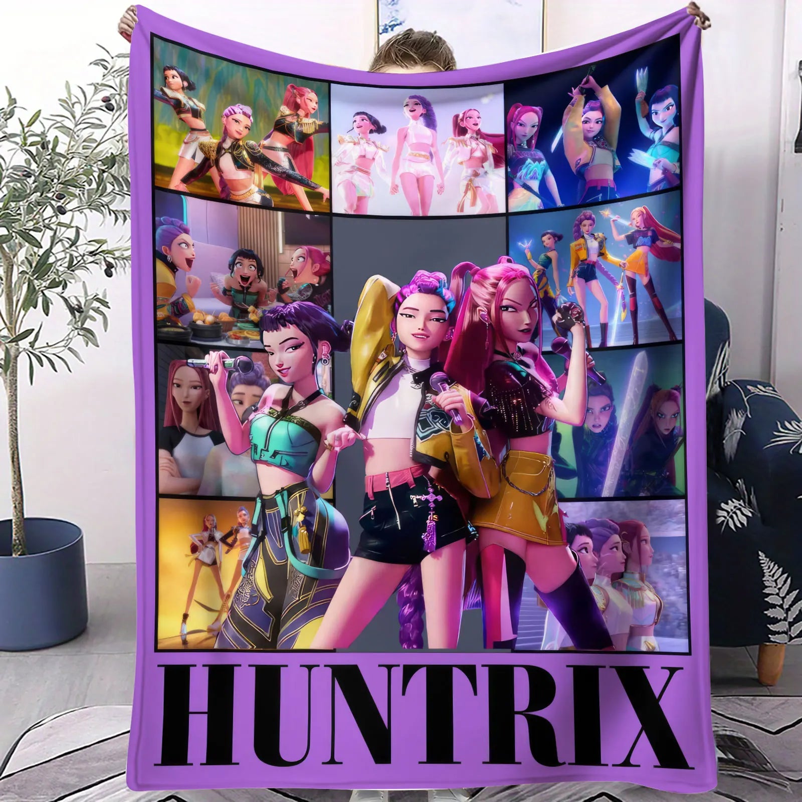 K Pop Demon Hunters Blanket Flannel Blanket Hot Anime Fan Gift for Home Sofa Cover Camping Travel Multifunctional Winter Blanket