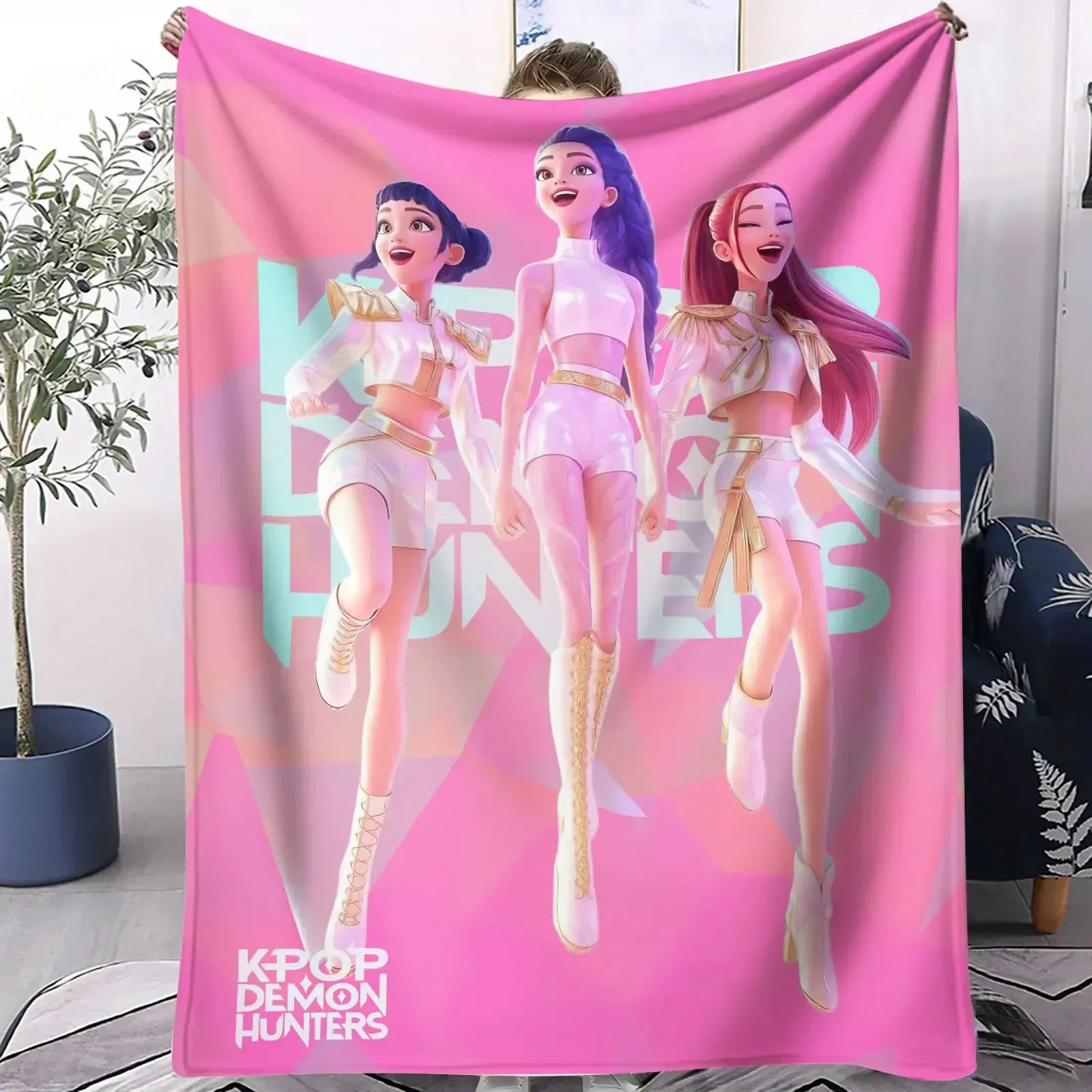 K Pop Demon Hunters Blanket Warm Flannel Soft Throw Cover for Home Camping Fan Gifts Multifunctional Decorative Use