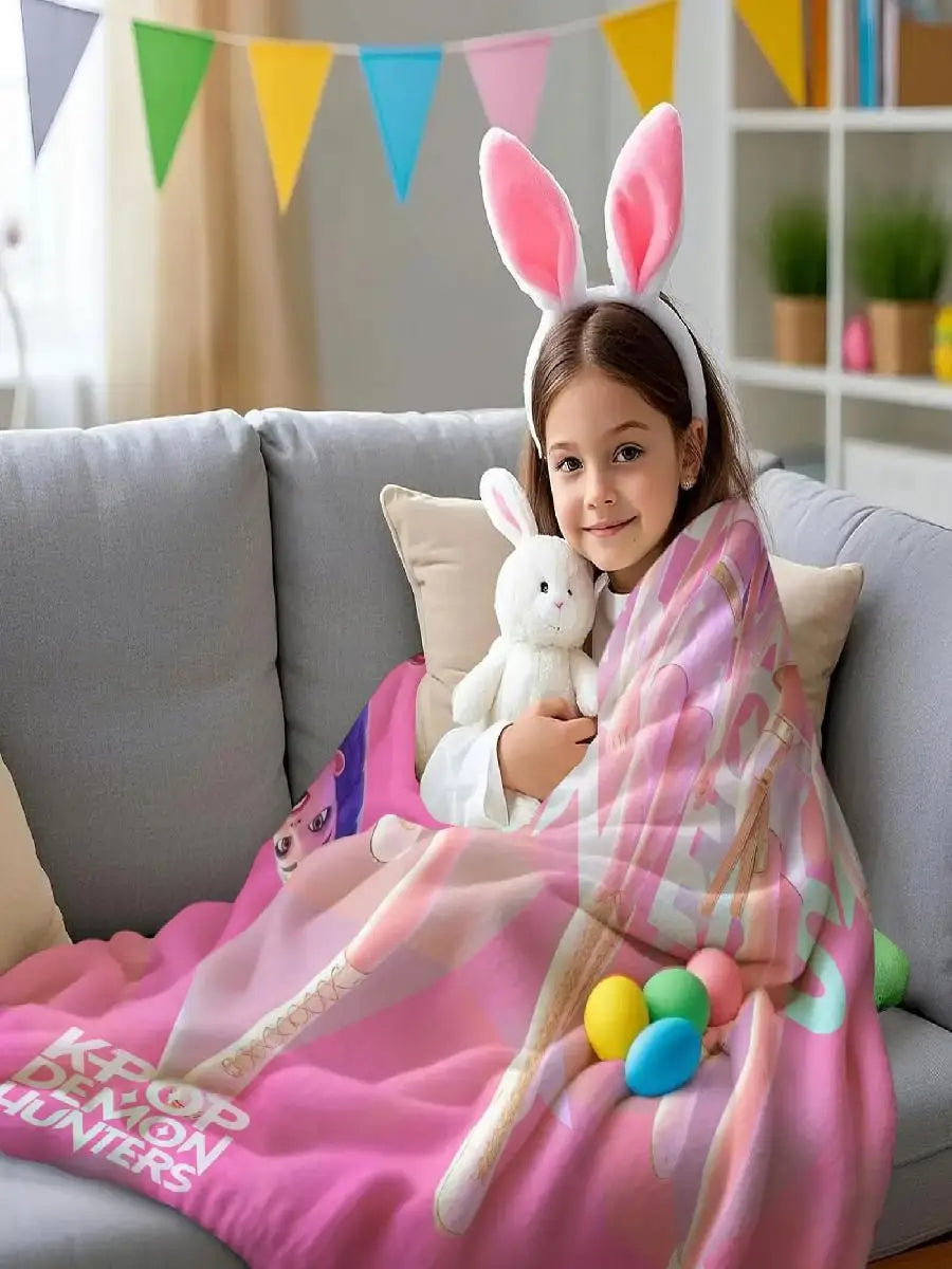 K Pop Demon Hunters Blanket Warm Flannel Soft Throw Cover for Home Camping Fan Gifts Multifunctional Decorative Use