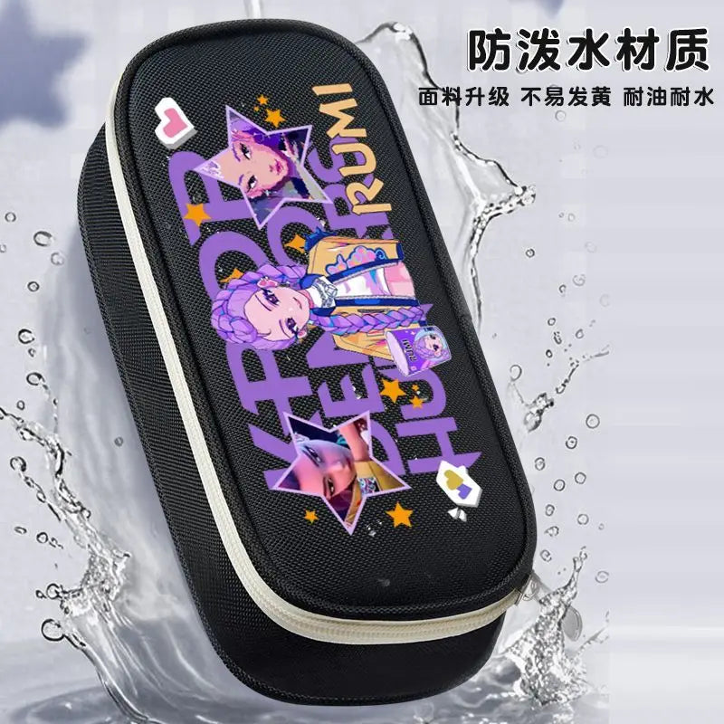 K-pop Demon Hunters Cartoon Fashion Creative Large Capacity Oxford Cloth Three-Layer Student Pencil Case for Boys and Girls