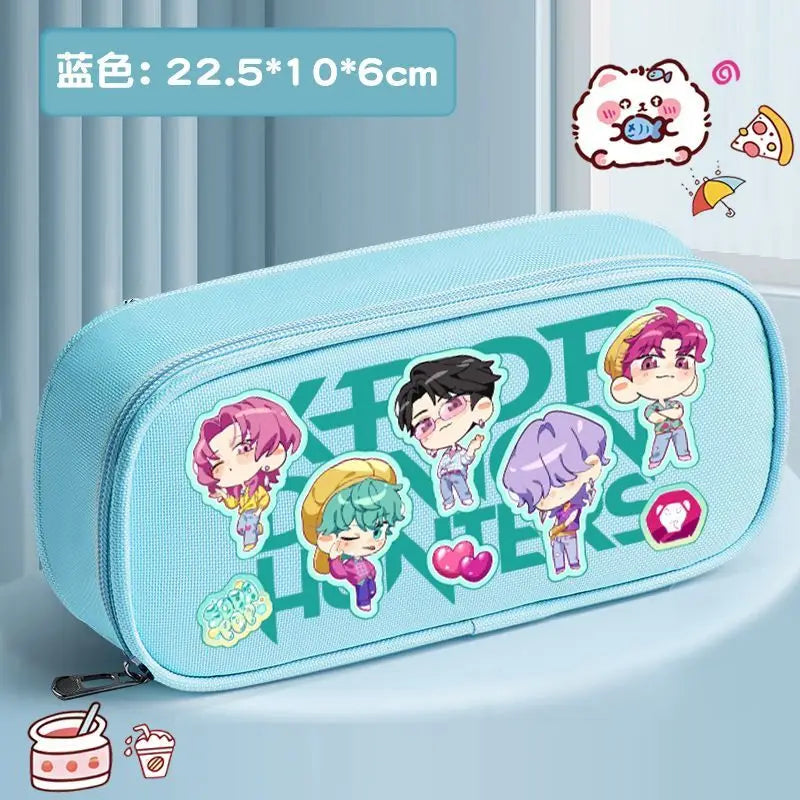 K-pop Demon Hunters Cartoon Fashion Creative Large Capacity Oxford Cloth Three-Layer Student Pencil Case for Boys and Girls