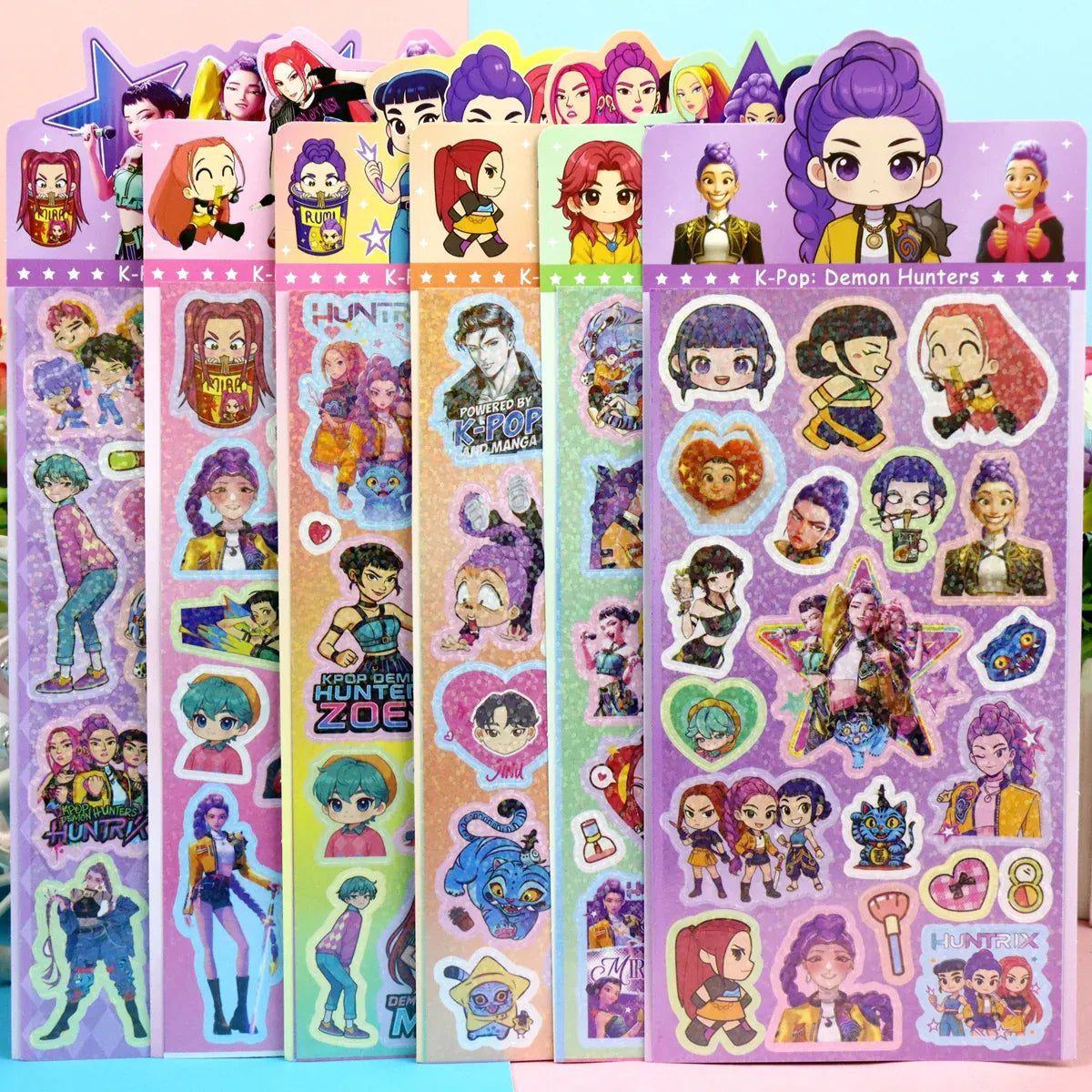 K-Pop Demon Hunters Laser Stickers - Anime & Cartoon Style, Cute & Creative Stickers for School Supplies and Home Decoration