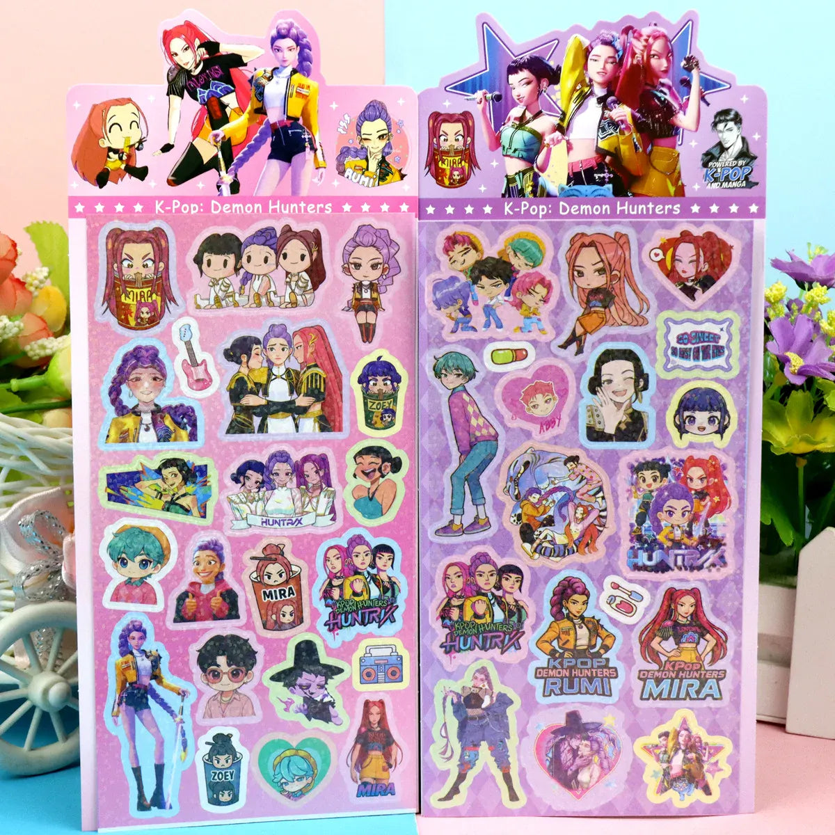 K-Pop Demon Hunters Laser Stickers - Anime & Cartoon Style, Cute & Creative Stickers for School Supplies and Home Decoration