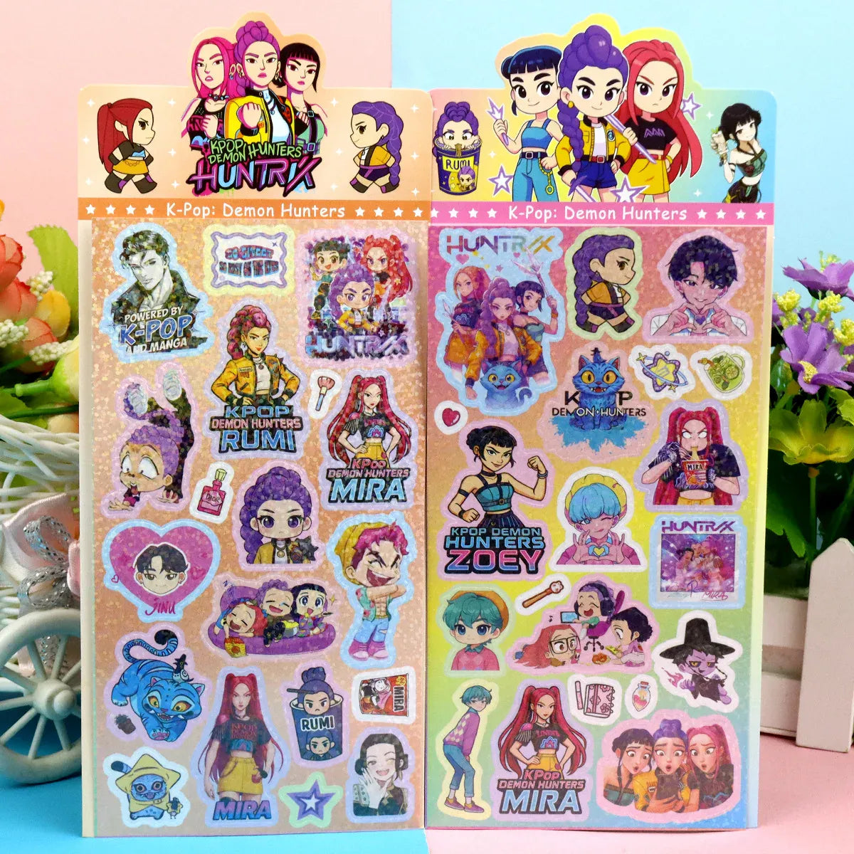 K-Pop Demon Hunters Laser Stickers - Anime & Cartoon Style, Cute & Creative Stickers for School Supplies and Home Decoration