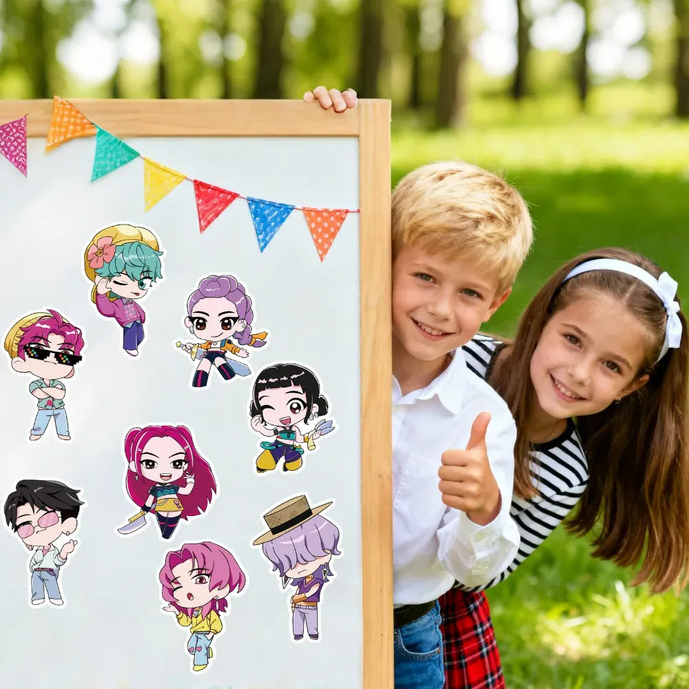Kawaii Anime K-pop Demon Hunter Sticker 8Sheets DIY Make a Face Puzzle Stickers Cartoon Toys Jigsaw Assemble Decals Kids Gifts