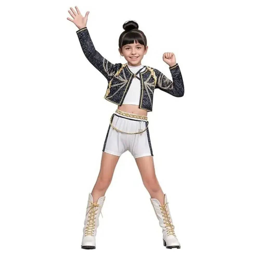 Kids Girls Kpop Rumi Zoey Mira Demon Hunters Cosplay Costume Disguise for Child Printed Clothes Roleplay Halloween Carnival Suit