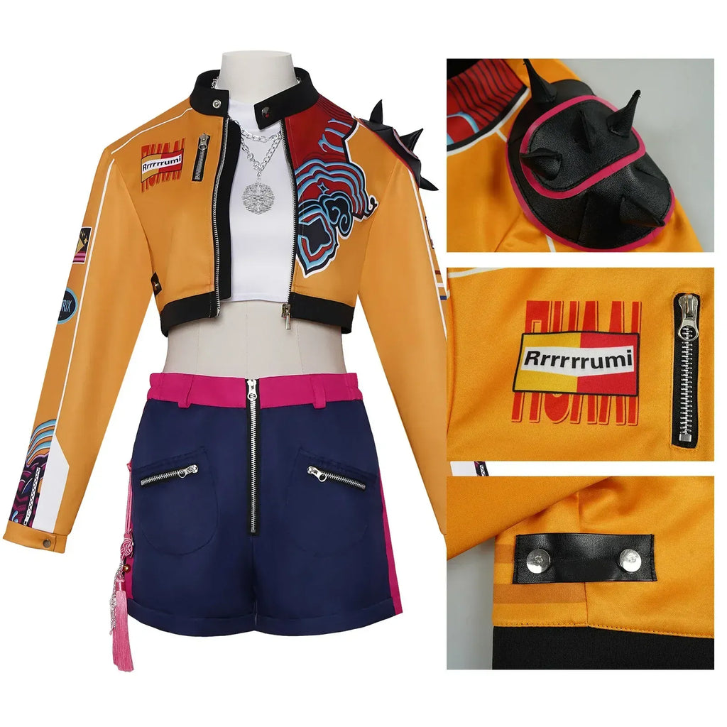 Kids Rumi Zoey Mira Cosplay KPop Demon Hunters Costume Women Girls Black Golden Suit Saja Boys Halloween Role Playing Outfits