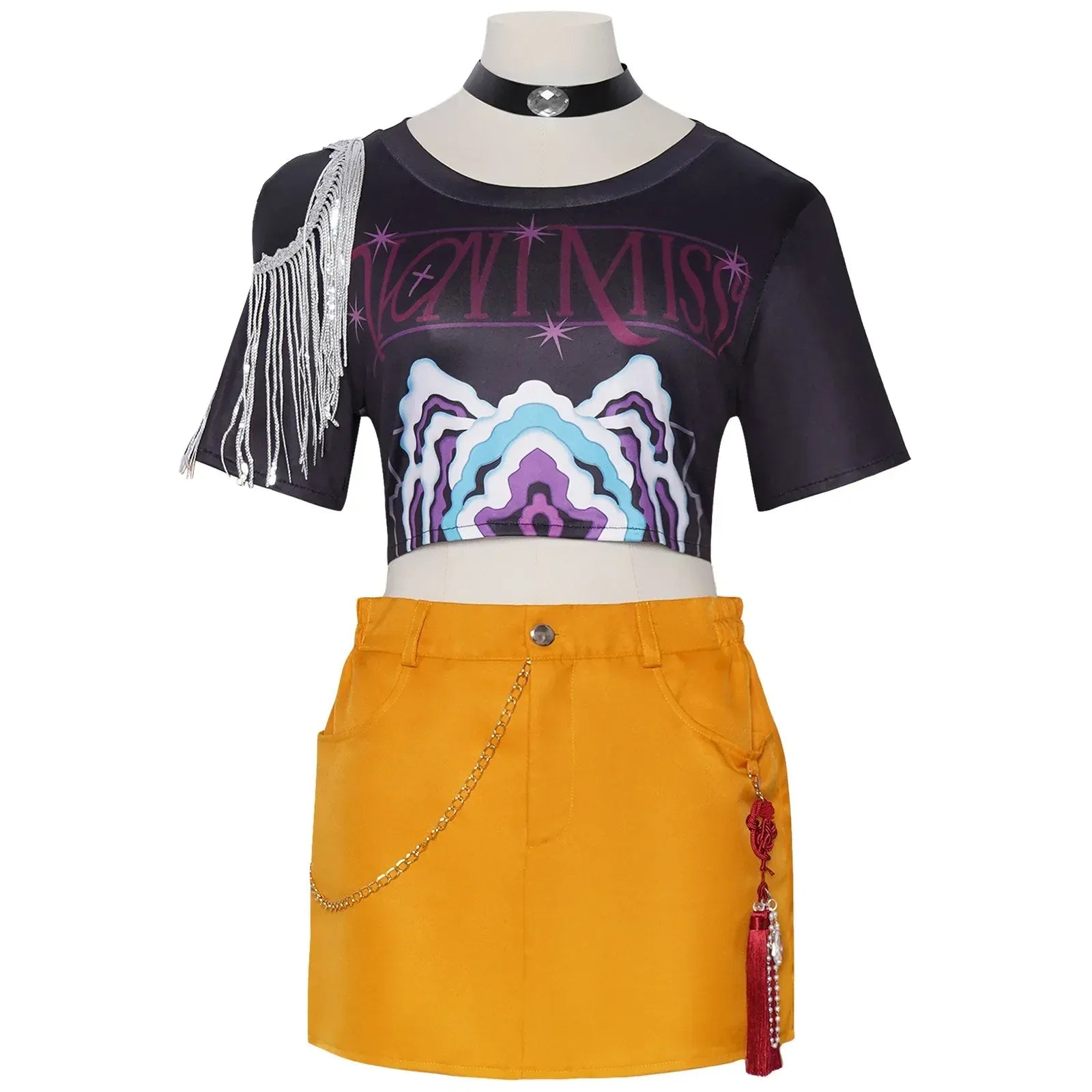 Kids Rumi Zoey Mira Cosplay KPop Demon Hunters Costume Women Girls Black Golden Suit Saja Boys Halloween Role Playing Outfits