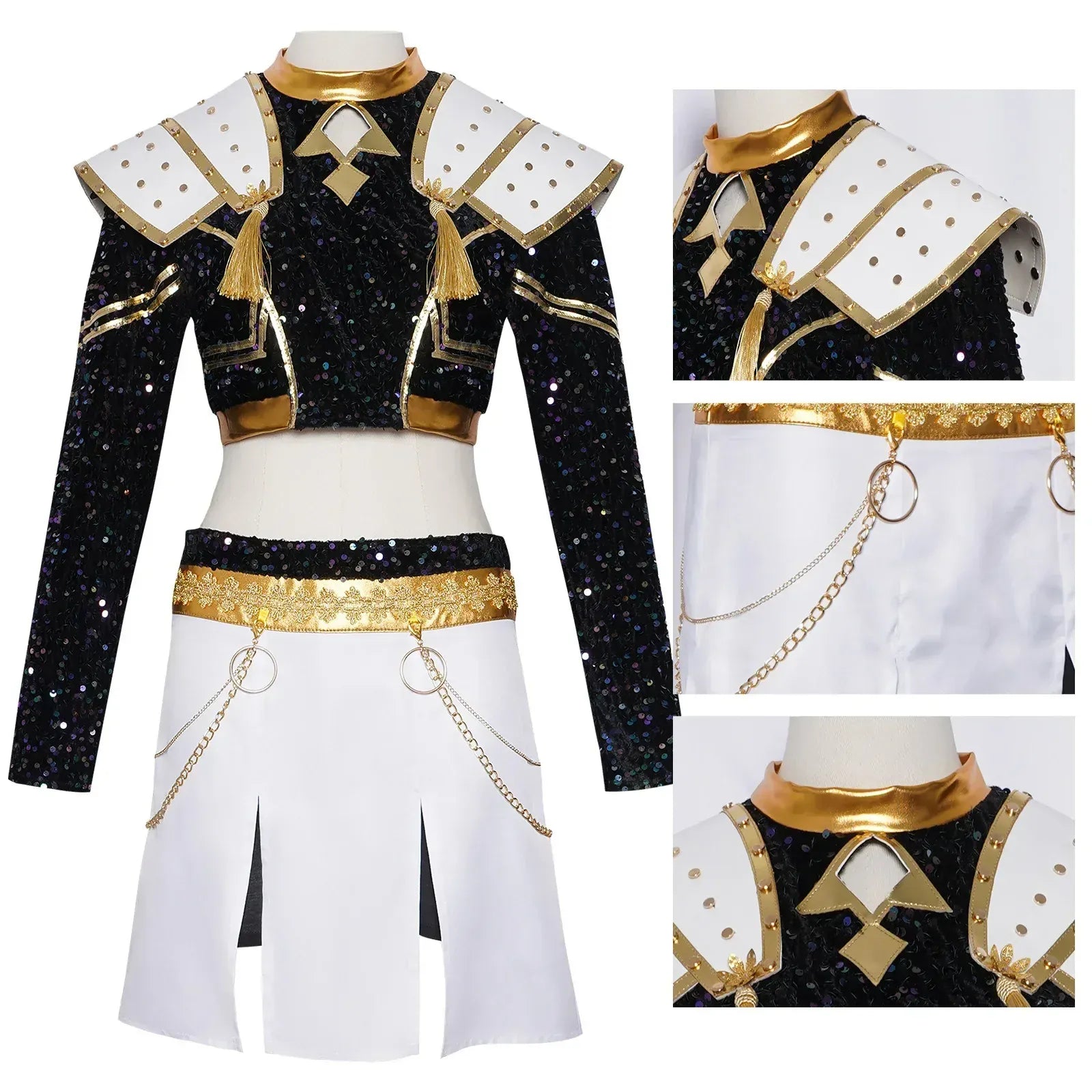 Kids Rumi Zoey Mira Cosplay KPop Demon Hunters Costume Women Girls Black Golden Suit Saja Boys Halloween Role Playing Outfits