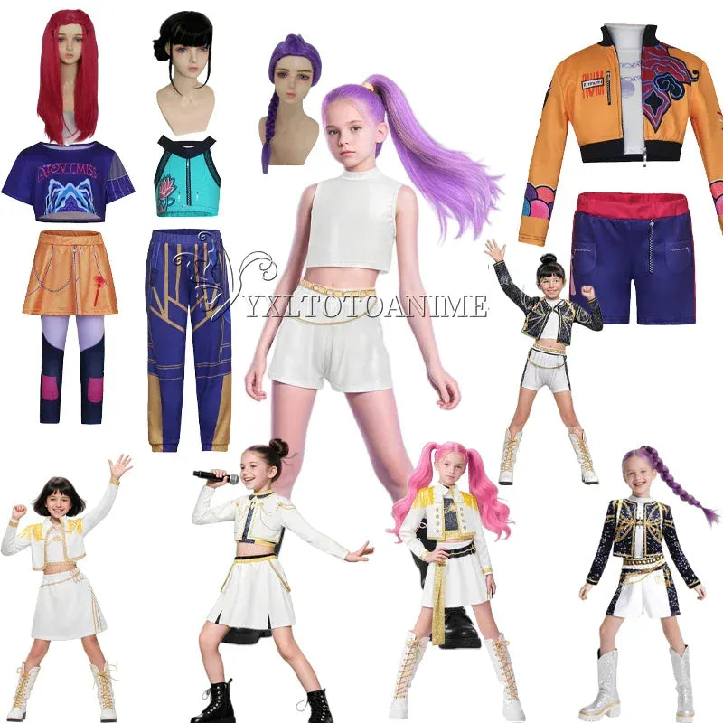 Kpop Demon Hunter Cosplay Costume, Rumi Zoey Mira, Girls Style, Kids Stage Show Clothing, Halloween