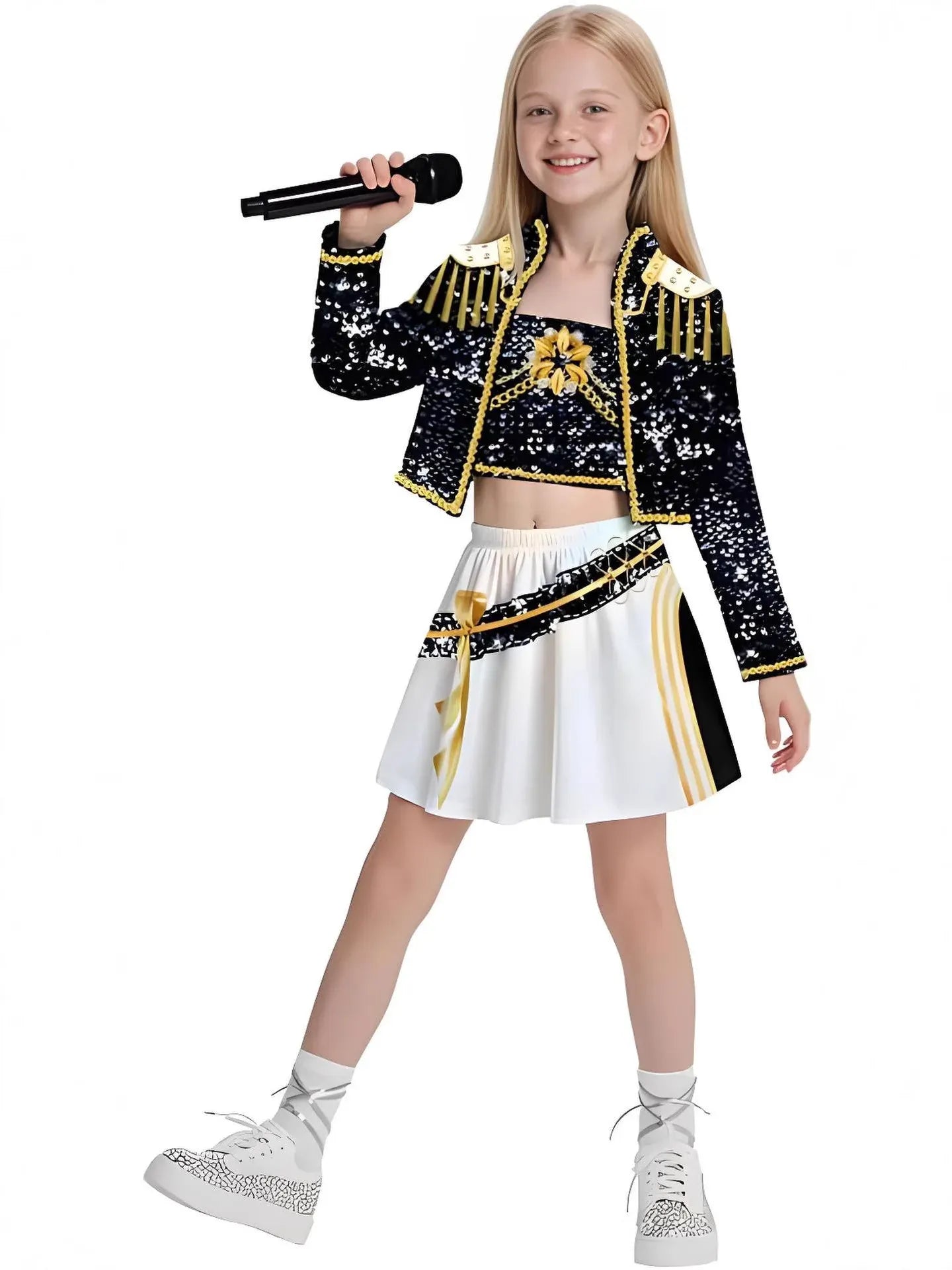 Kpop Demon Hunter Kids Costume Golden Huntrix Rumi Zoey Mira Cosplay Costume Set 3D Print Girls Stage Clothes Halloween Party