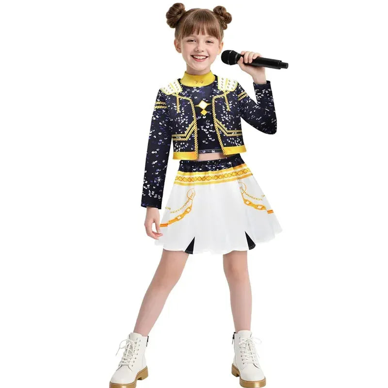 Kpop Demon Hunter Kids Costume Golden Huntrix Rumi Zoey Mira Cosplay Costume Set 3D Print Girls Stage Clothes Halloween Party