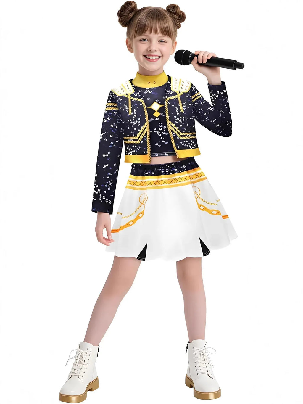 Kpop Demon Hunter Kids Costume Golden Huntrix Rumi Zoey Mira Cosplay Costume Set 3D Print Girls Stage Clothes Halloween Party