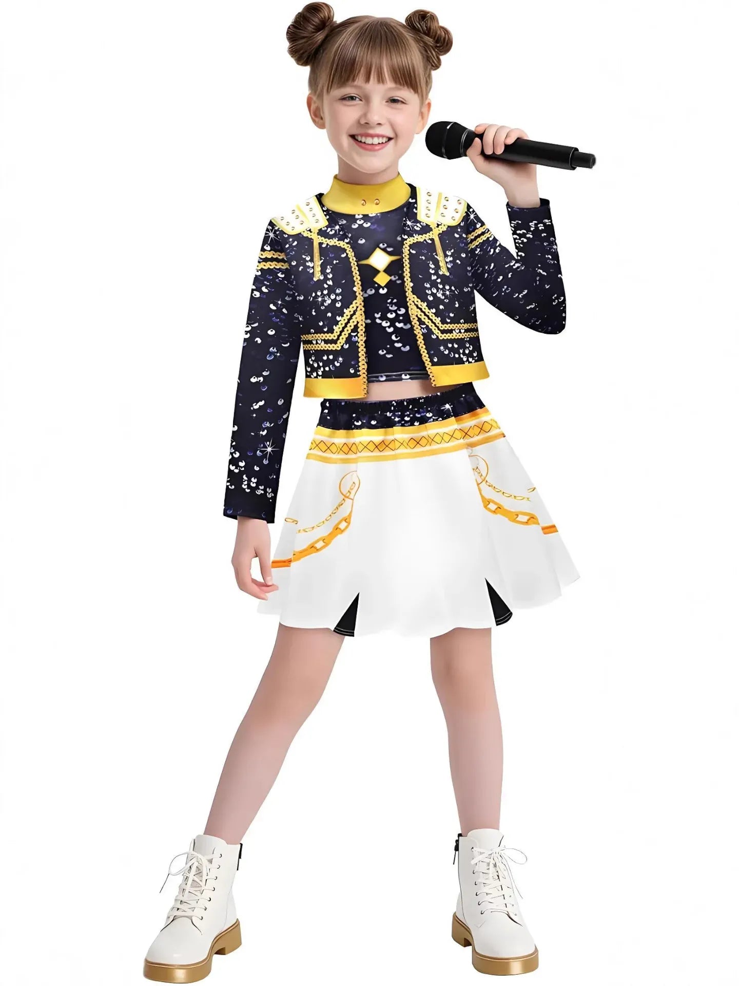Kpop Demon Hunter Kids Costume Golden Huntrix Rumi Zoey Mira Cosplay Costume Set 3D Print Girls Stage Clothes Halloween Party
