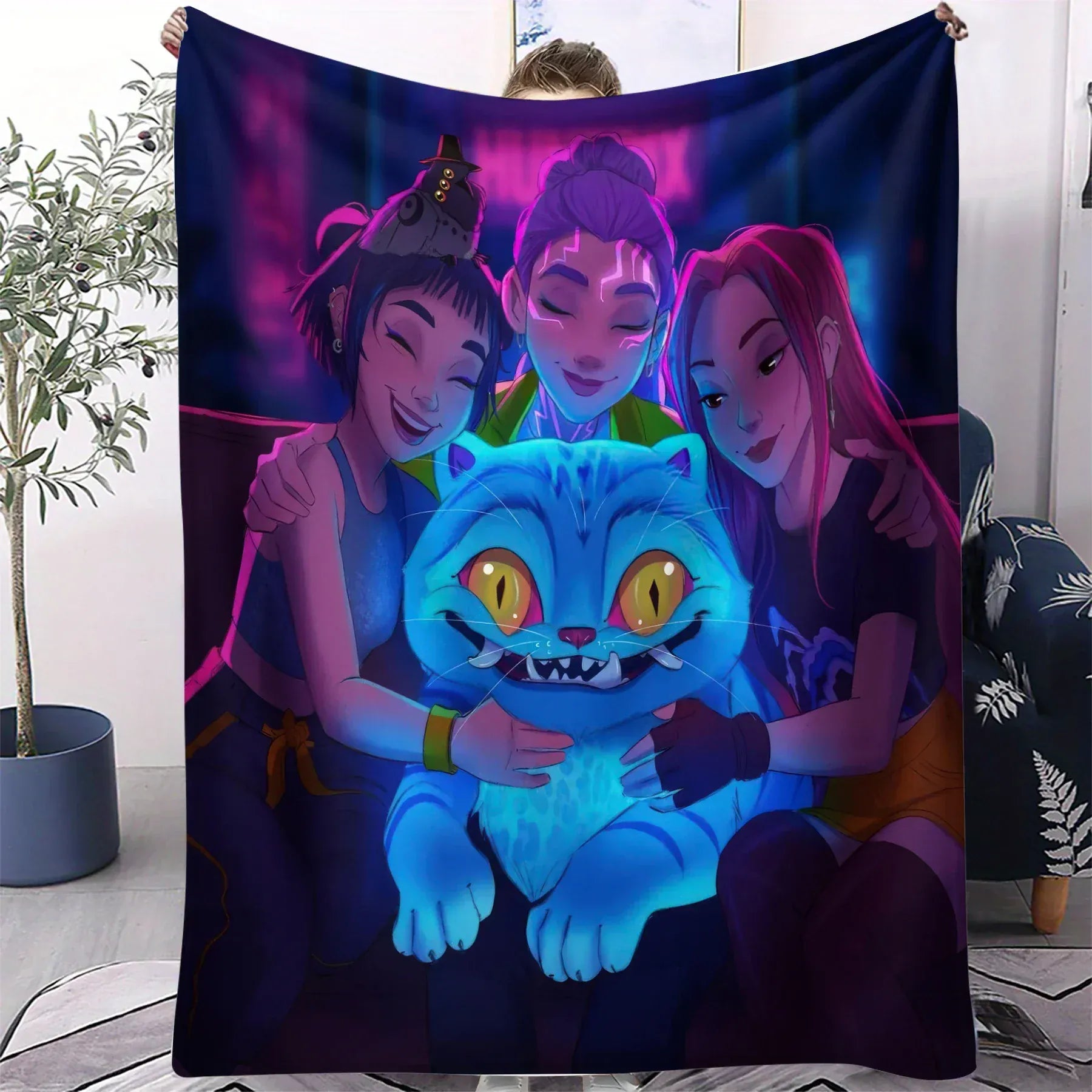 KPop Demon Hunters Blanket Rumi Mira Zoey Printed Flannel Throw for Home Leisure Camping Travel Fan Gifts