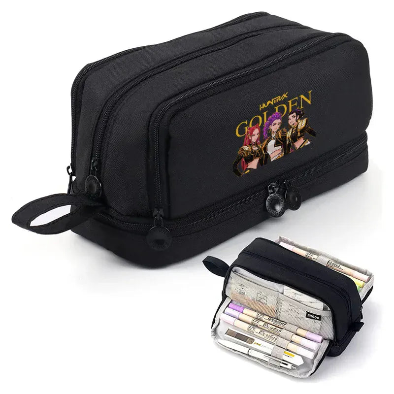 Kpop Demon Hunters High-capacity Pencil Bag Cartoon Music Girl Pencilcase Rumi Mira Zoey Student Pen Case Kid School Stationery