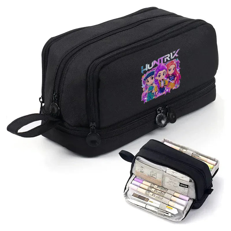 Kpop Demon Hunters High-capacity Pencil Bag Cartoon Music Girl Pencilcase Rumi Mira Zoey Student Pen Case Kid School Stationery