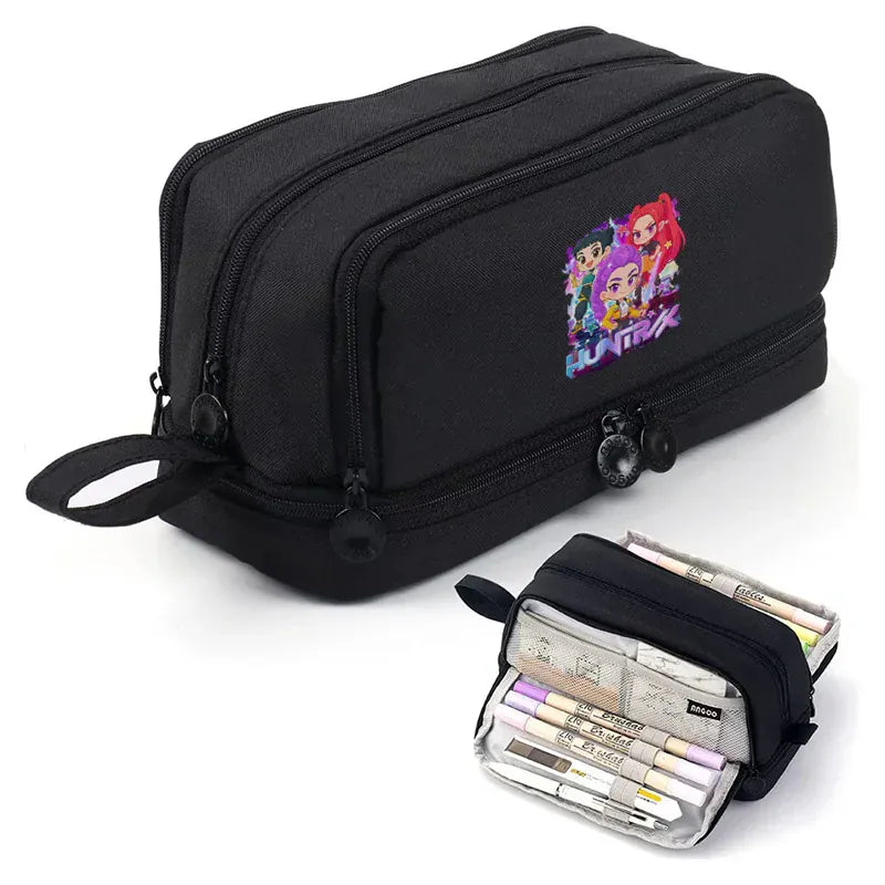 Kpop Demon Hunters High-capacity Pencil Bag Cartoon Music Girl Pencilcase Rumi Mira Zoey Student Pen Case Kid School Stationery