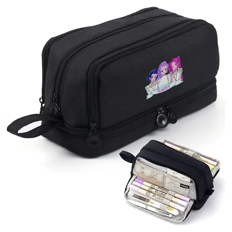 Kpop Demon Hunters High-capacity Pencil Bag Cartoon Music Girl Pencilcase Rumi Mira Zoey Student Pen Case Kid School Stationery