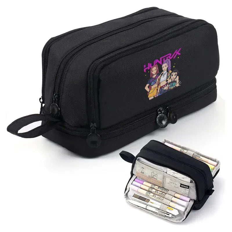 Kpop Demon Hunters High-capacity Pencil Bag Cartoon Music Girl Pencilcase Rumi Mira Zoey Student Pen Case Kid School Stationery