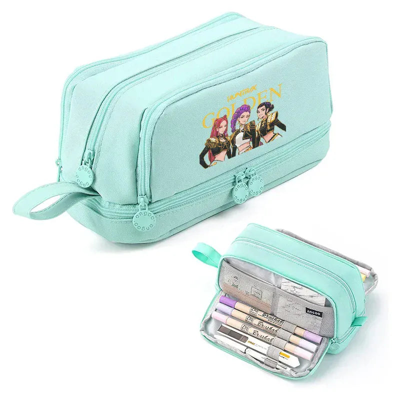 Kpop Demon Hunters High-capacity Pencil Bag Cartoon Music Girl Pencilcase Rumi Mira Zoey Student Pen Case Kid School Stationery
