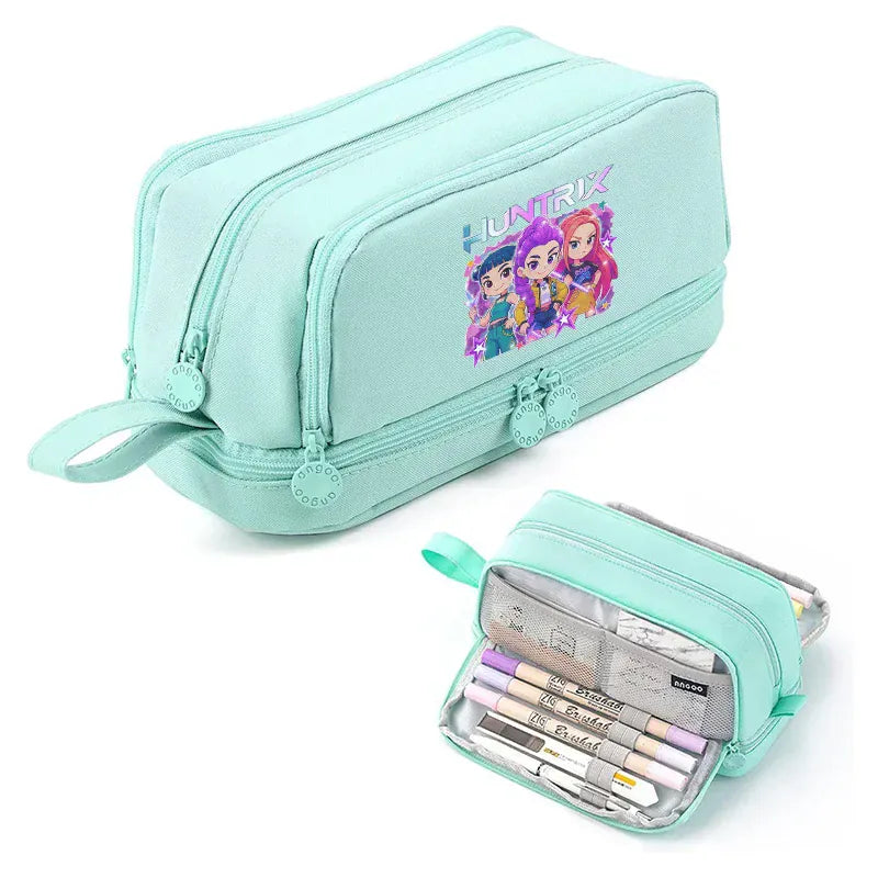 Kpop Demon Hunters High-capacity Pencil Bag Cartoon Music Girl Pencilcase Rumi Mira Zoey Student Pen Case Kid School Stationery