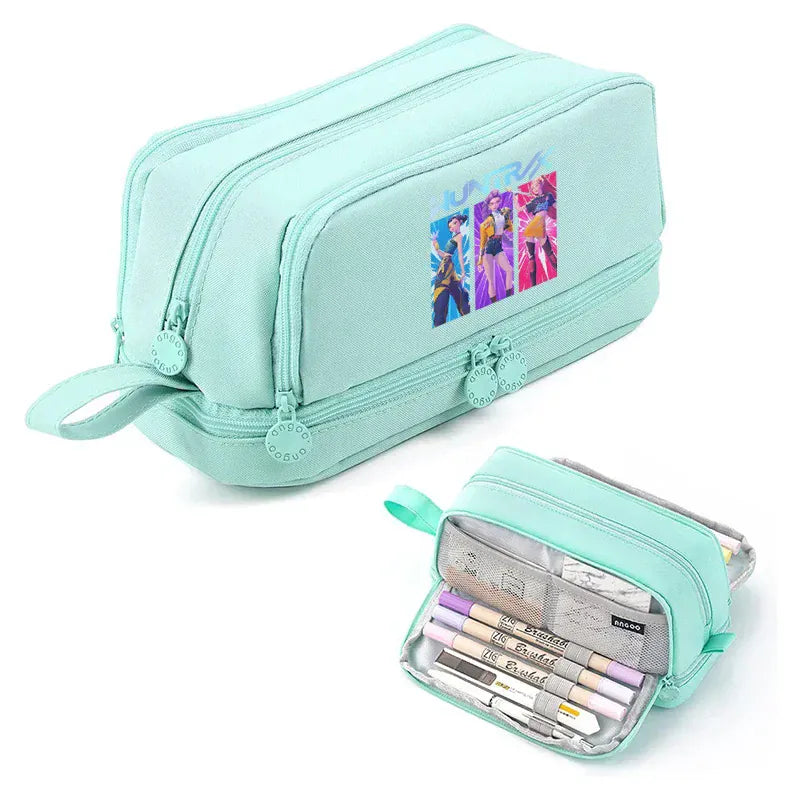 Kpop Demon Hunters High-capacity Pencil Bag Cartoon Music Girl Pencilcase Rumi Mira Zoey Student Pen Case Kid School Stationery
