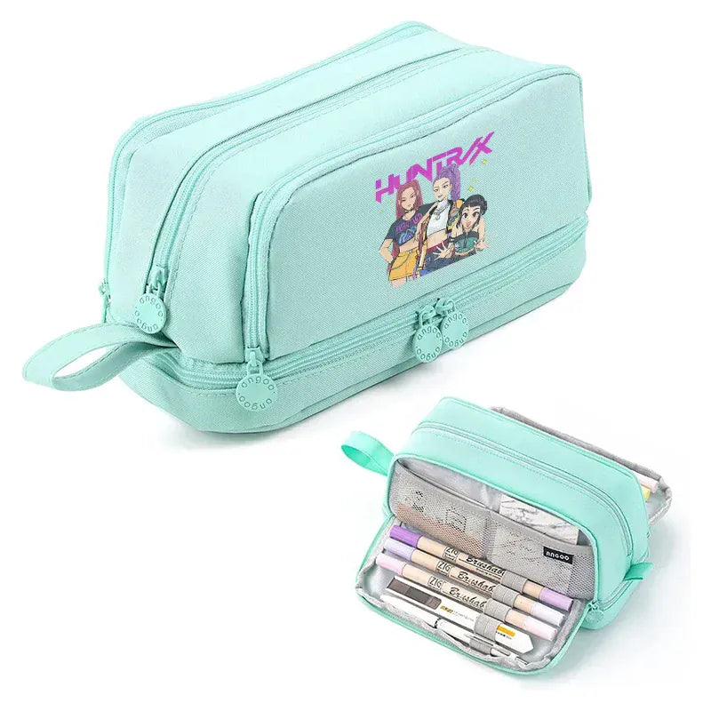 Kpop Demon Hunters High-capacity Pencil Bag Cartoon Music Girl Pencilcase Rumi Mira Zoey Student Pen Case Kid School Stationery
