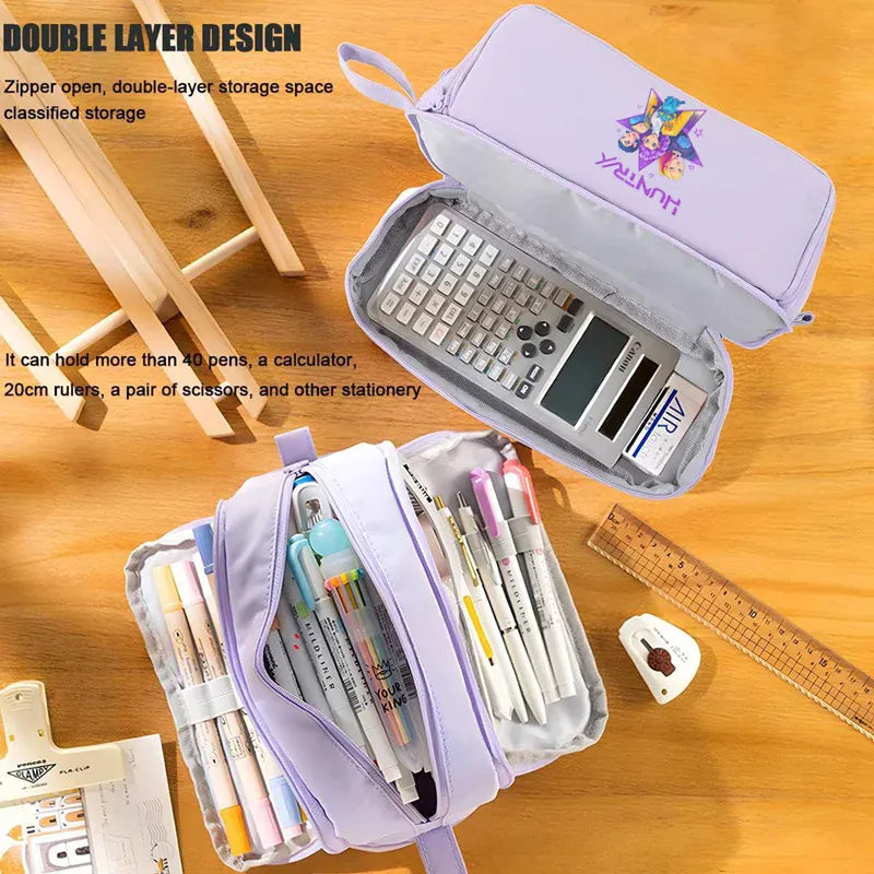 Kpop Demon Hunters High-capacity Pencil Bag Cartoon Music Girl Pencilcase Rumi Mira Zoey Student Pen Case Kid School Stationery