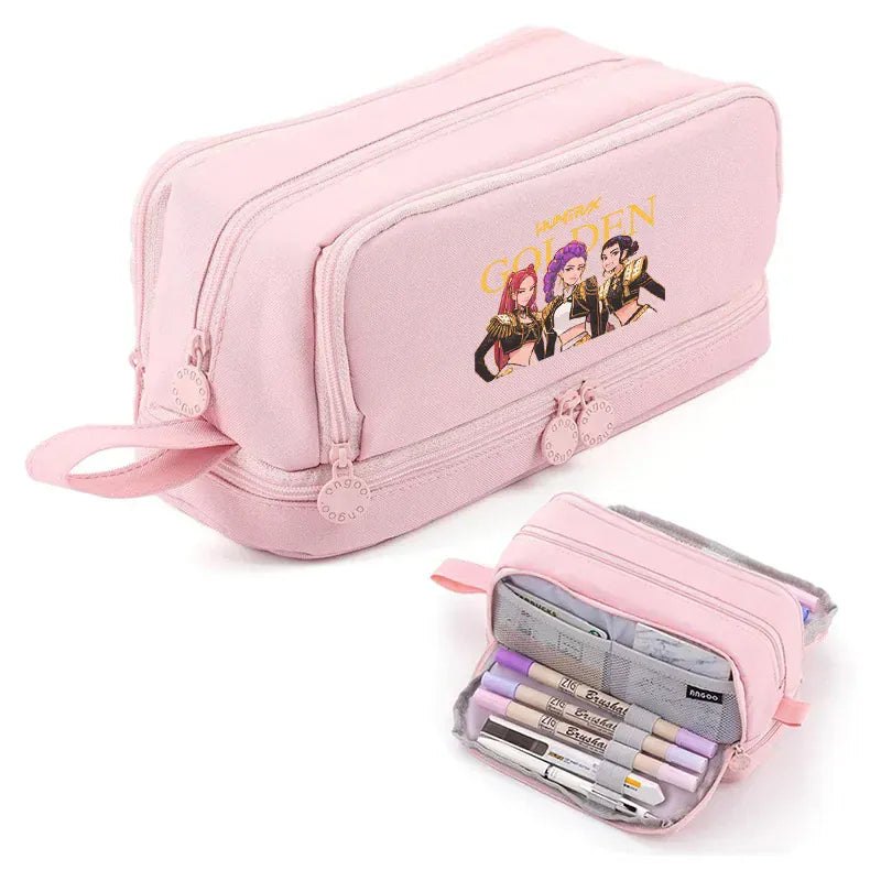 Kpop Demon Hunters High-capacity Pencil Bag Cartoon Music Girl Pencilcase Rumi Mira Zoey Student Pen Case Kid School Stationery
