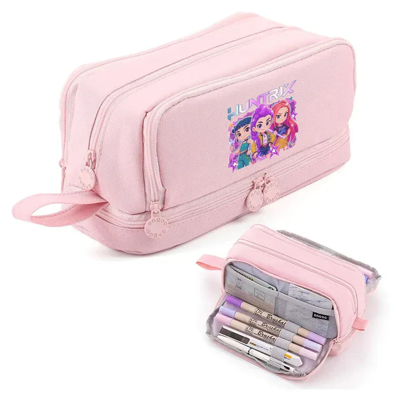 Kpop Demon Hunters High-capacity Pencil Bag Cartoon Music Girl Pencilcase Rumi Mira Zoey Student Pen Case Kid School Stationery